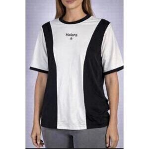 Halara Colorblock Short-Sleeve Athletic T-Shirt Sz Small Womens Black & White